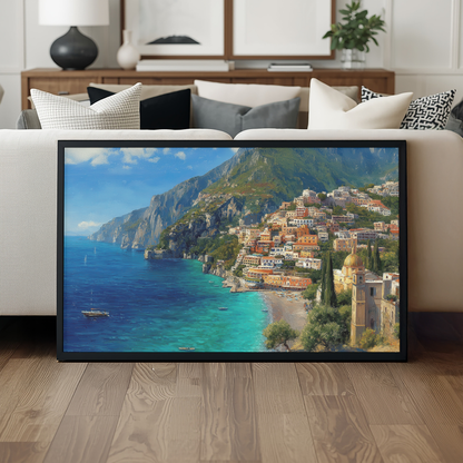 Positano Italy Wall Art Print, The Perfect Gift - Positano Oil Painting - Amalfi Coast Wall Decor