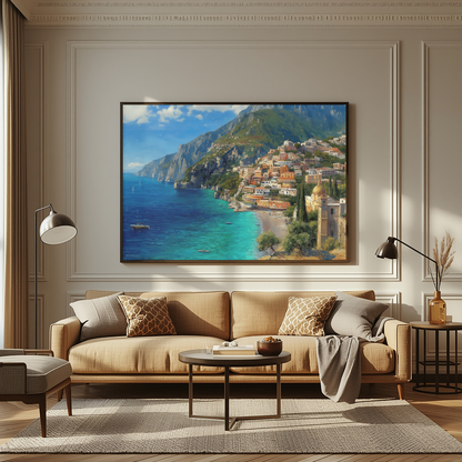Positano Italy Wall Art Print, The Perfect Gift - Positano Oil Painting - Amalfi Coast Wall Decor