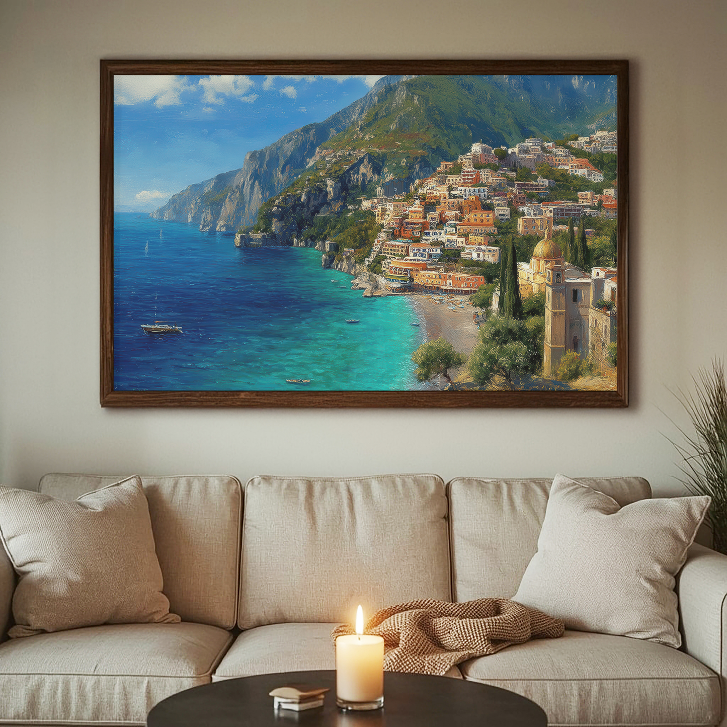 Positano Italy Wall Art Print, The Perfect Gift - Positano Oil Painting - Amalfi Coast Wall Decor