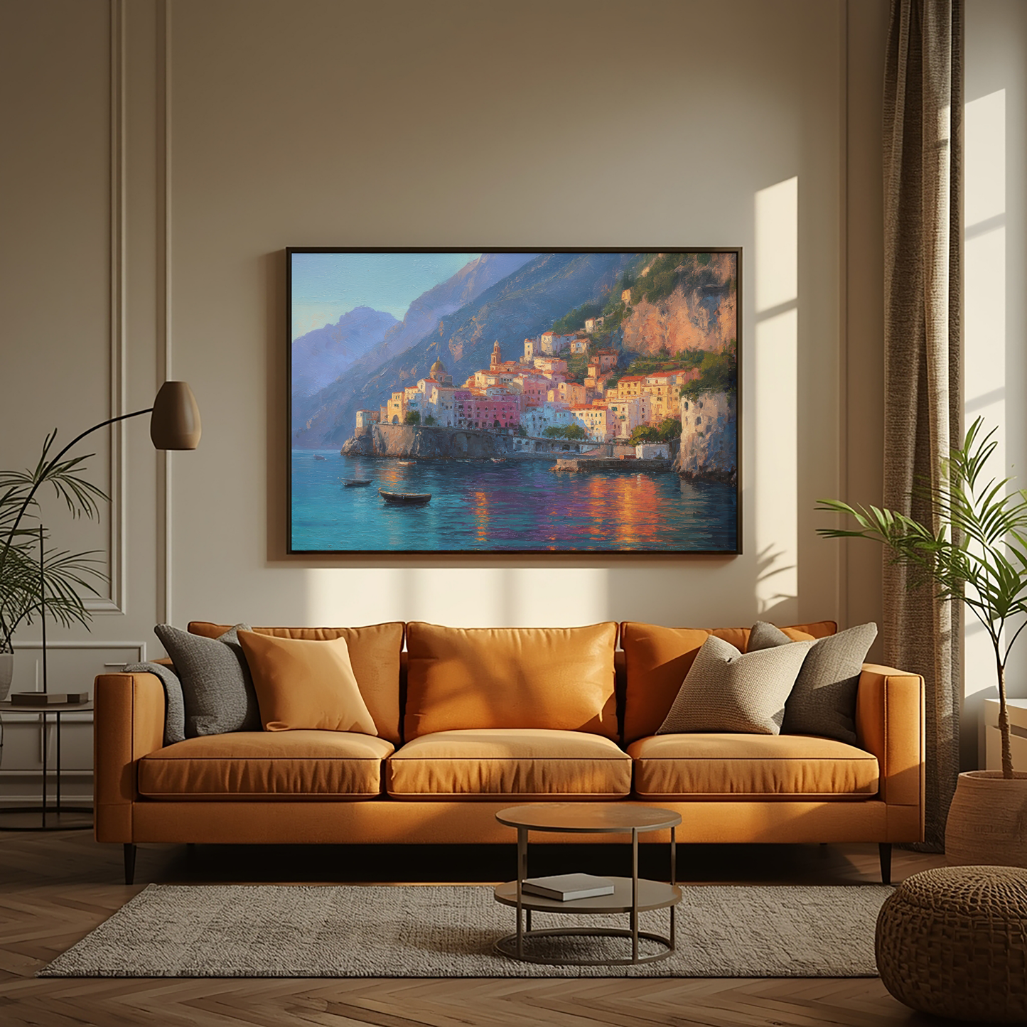 Positano Italy Wall Art Print, The Perfect Gift - Positano Oil Painting, Evening Light - Amalfi Coast Wall Decor